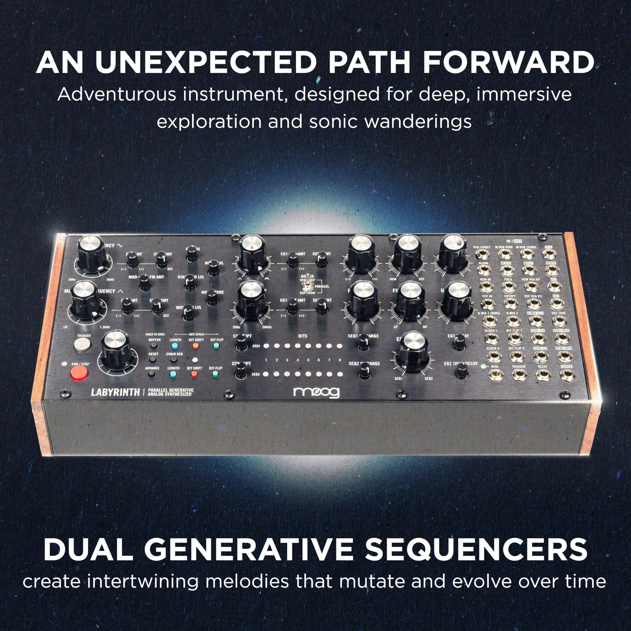 MOOG Labyrinth - Semi-Modular Parallel Generative Analog Synthesizer with Dual Sequencer, Dual Oscillators, VC Wavefolder, VC Fi